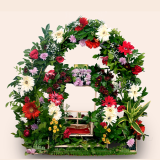 Laddu Gopal Floral Jhula with double Frame