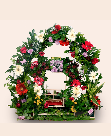 Laddu Gopal  Floral Jhula with double Frame