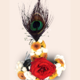 Laddu Gopal Floral Mukut - white and Yellow